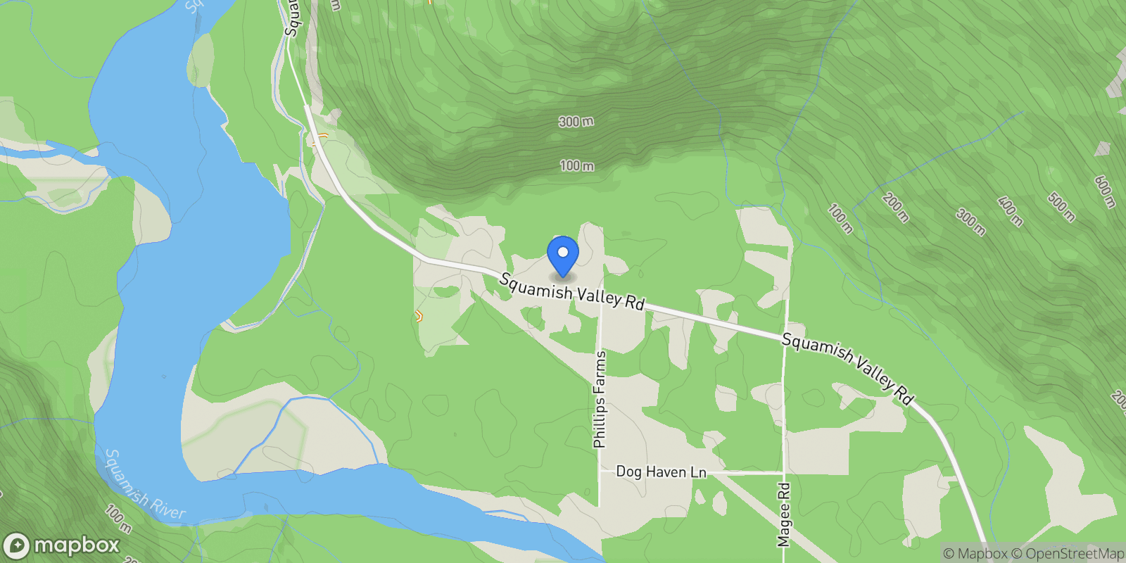 Map showing 14848 Squamish Valley Road, Upper Squamish, British Columbia, Canada.