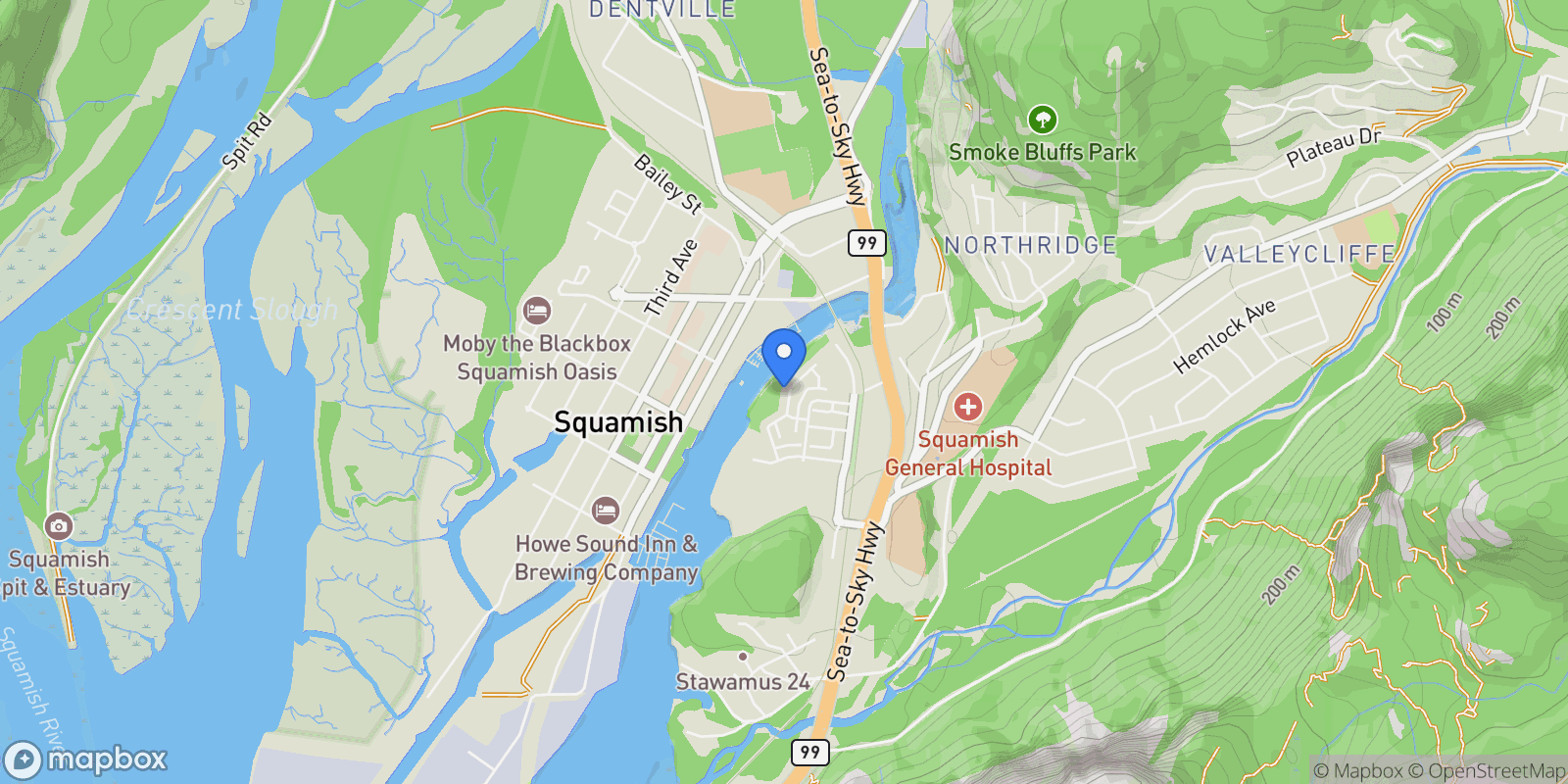 Map showing 38053 Helm Way, Squamish, British Columbia, Canada.