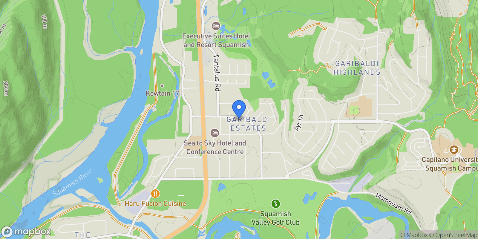 Map showing 2026 Garibaldi Way, Squamish, British Columbia, Canada.