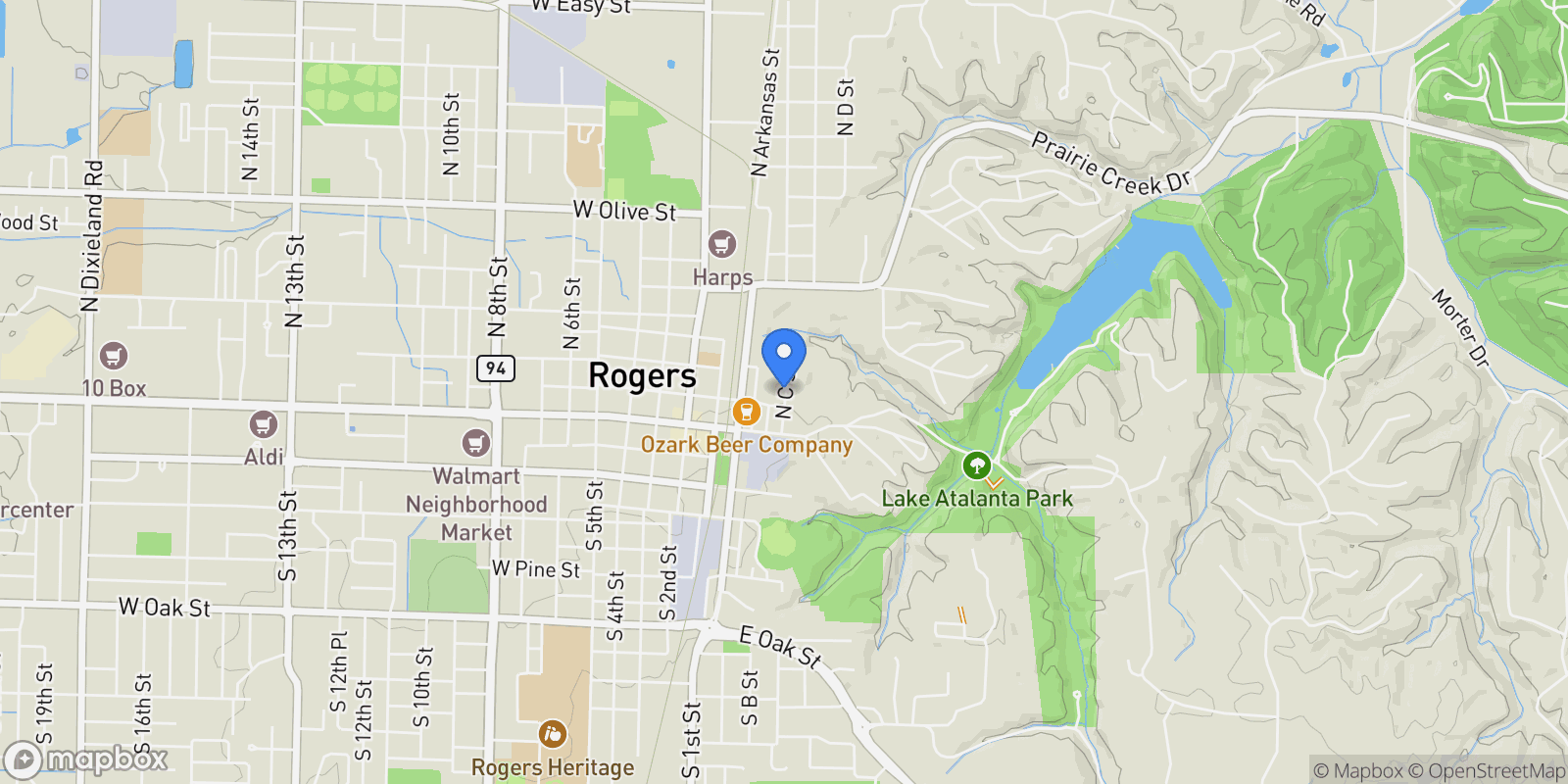 Map showing 220 N C Street, Rogers, AR 72756, Rogers, Arkansas, United States.