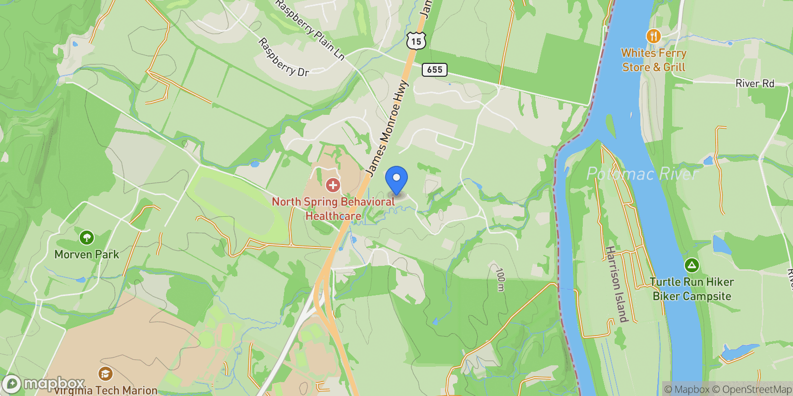 Map showing 17061 Spring Creek Lane , Leesburg, VA 20176, Leesburg, Virginia, United States.