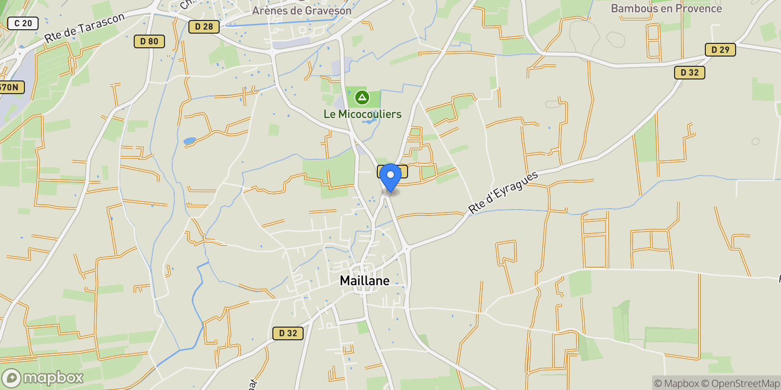 Map showing Maillane, Provence-Alpes-Côte d'Azur, France.