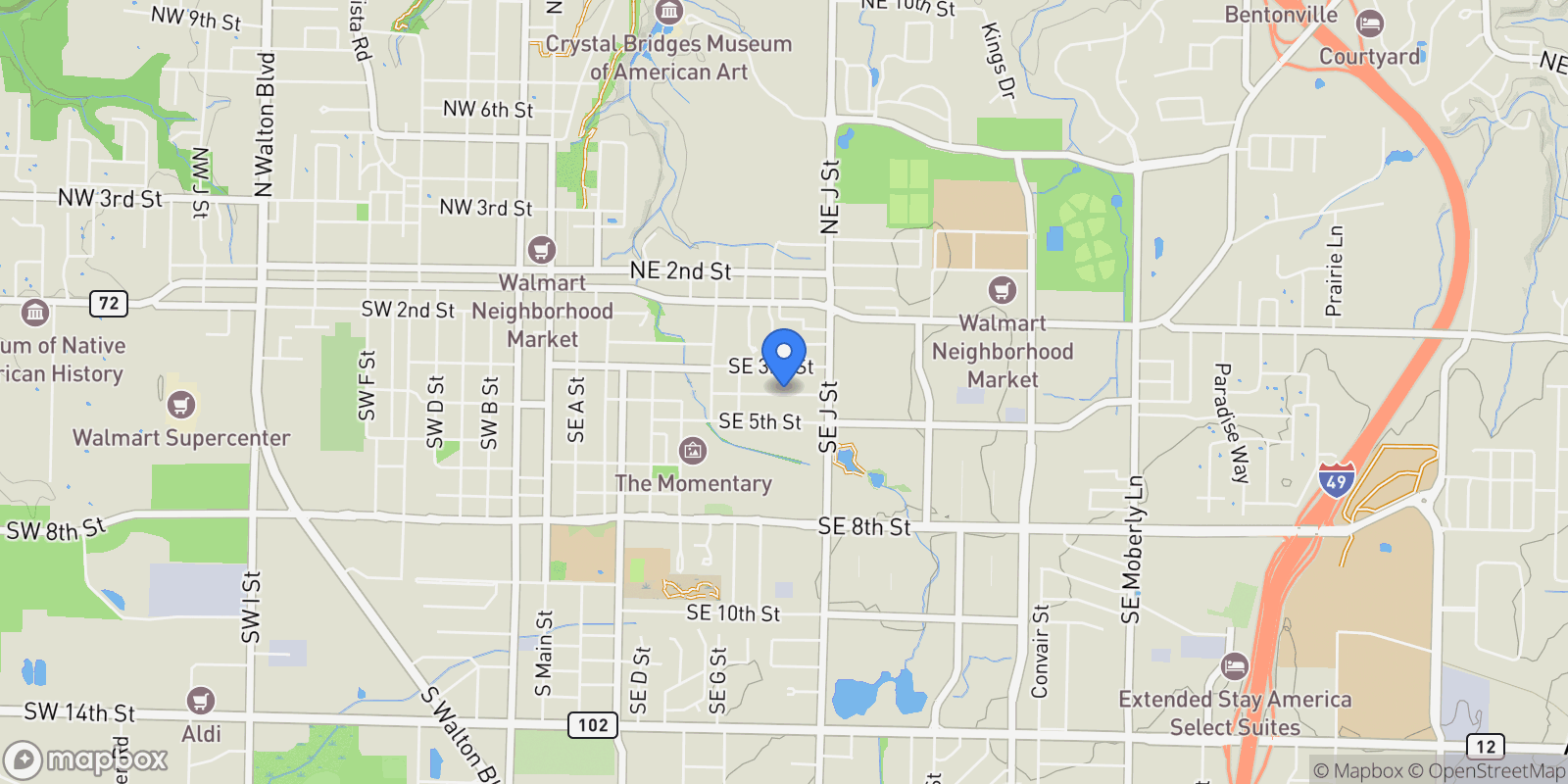Map showing 905 SE 4th Street #301, Bentonville, AR 72712, Cave Springs, Arkansas, United States.