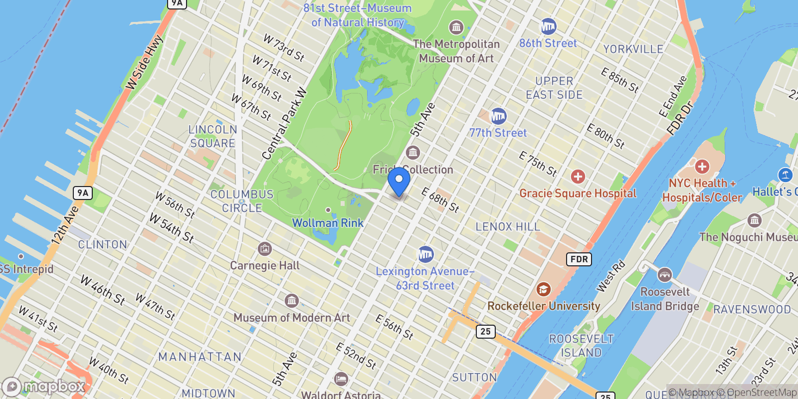 Map showing Chez 66, 21 E 66TH ST, New York, New York, United States.