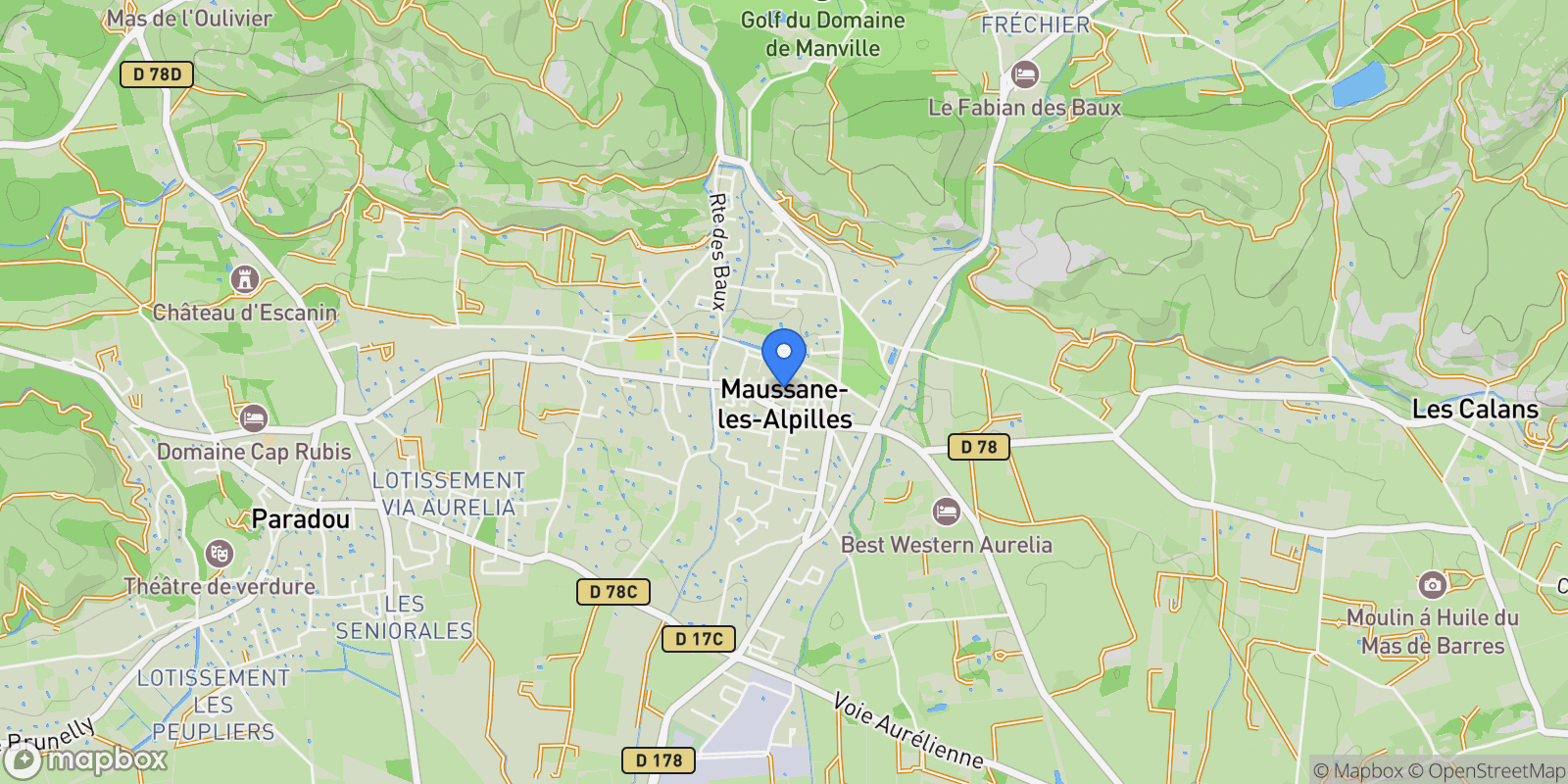 Map showing Maussane-les-Alpilles, Provence-Alpes-Côte d'Azur, France.
