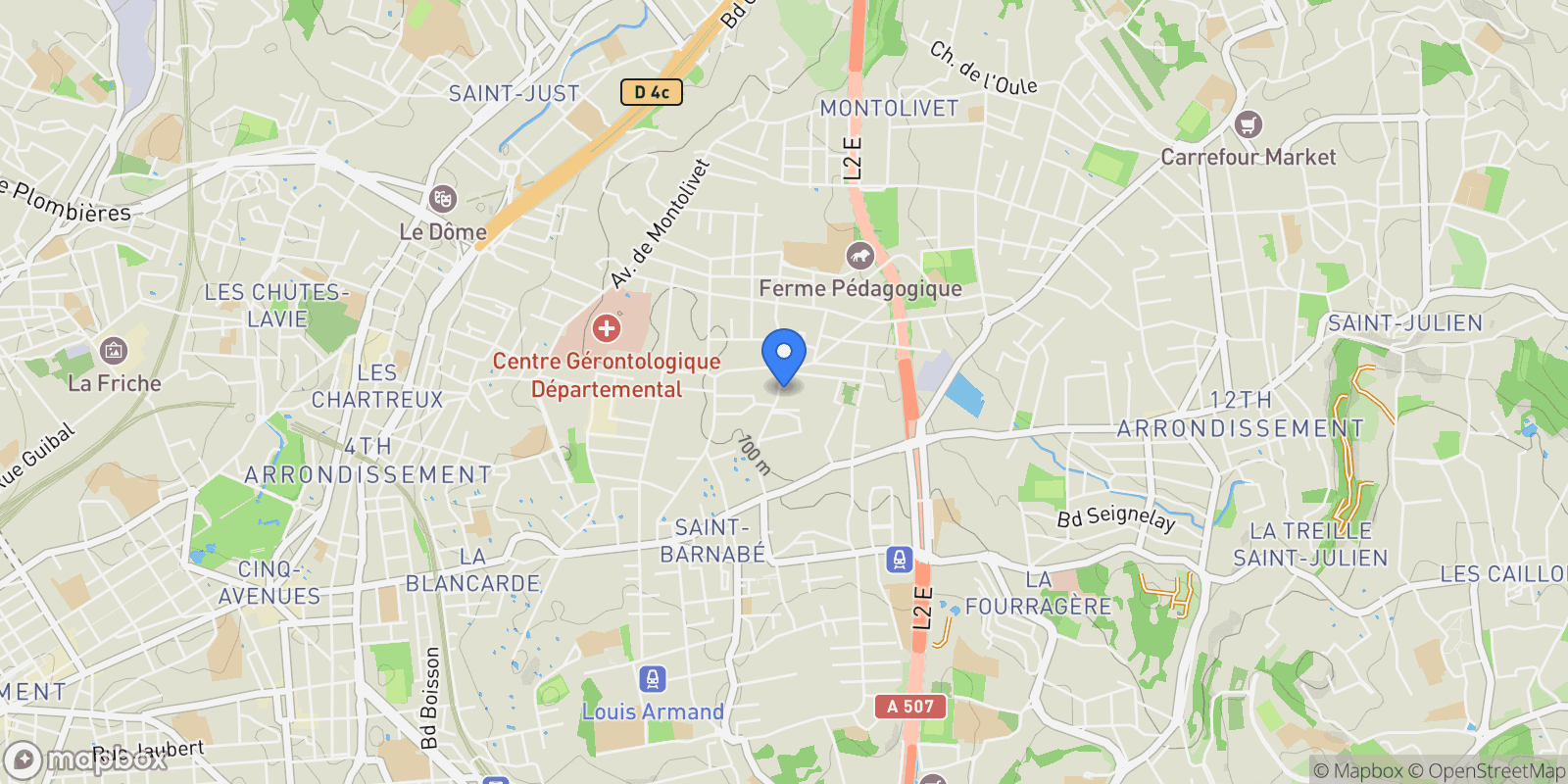 Map showing Marseille, Provence-Alpes-Côte d'Azur, France.
