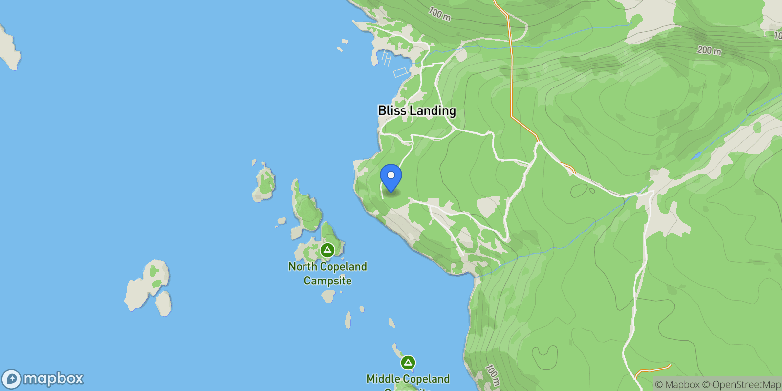 Map showing Sharpes Bay, Bliss Landing, British Columbia, Canada.