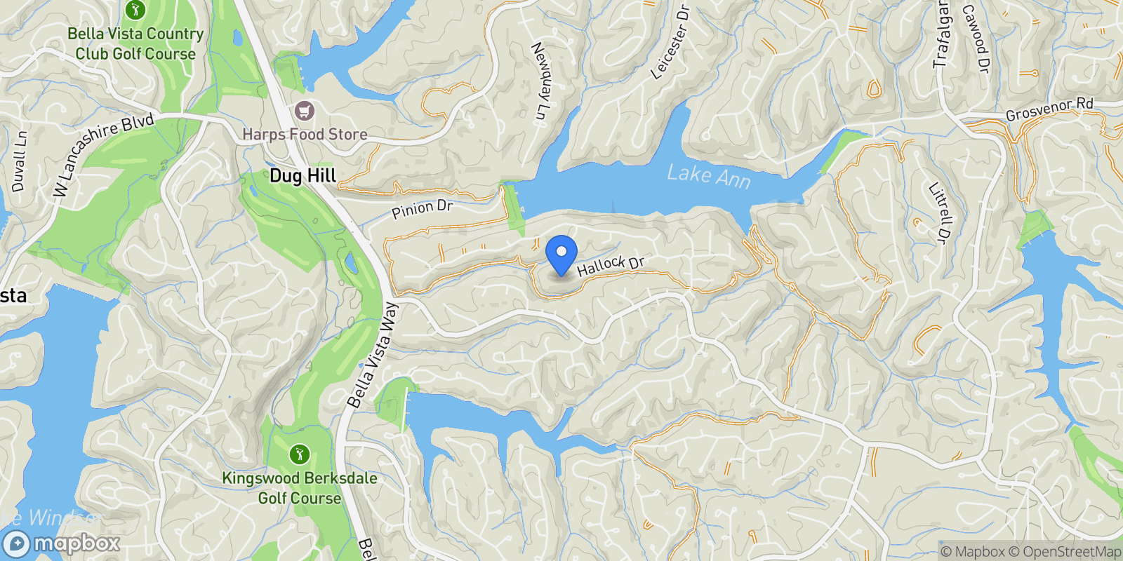 Map showing 6 Hallock Drive, Bella Vista, AR 72714, Bella Vista, Arkansas, United States.