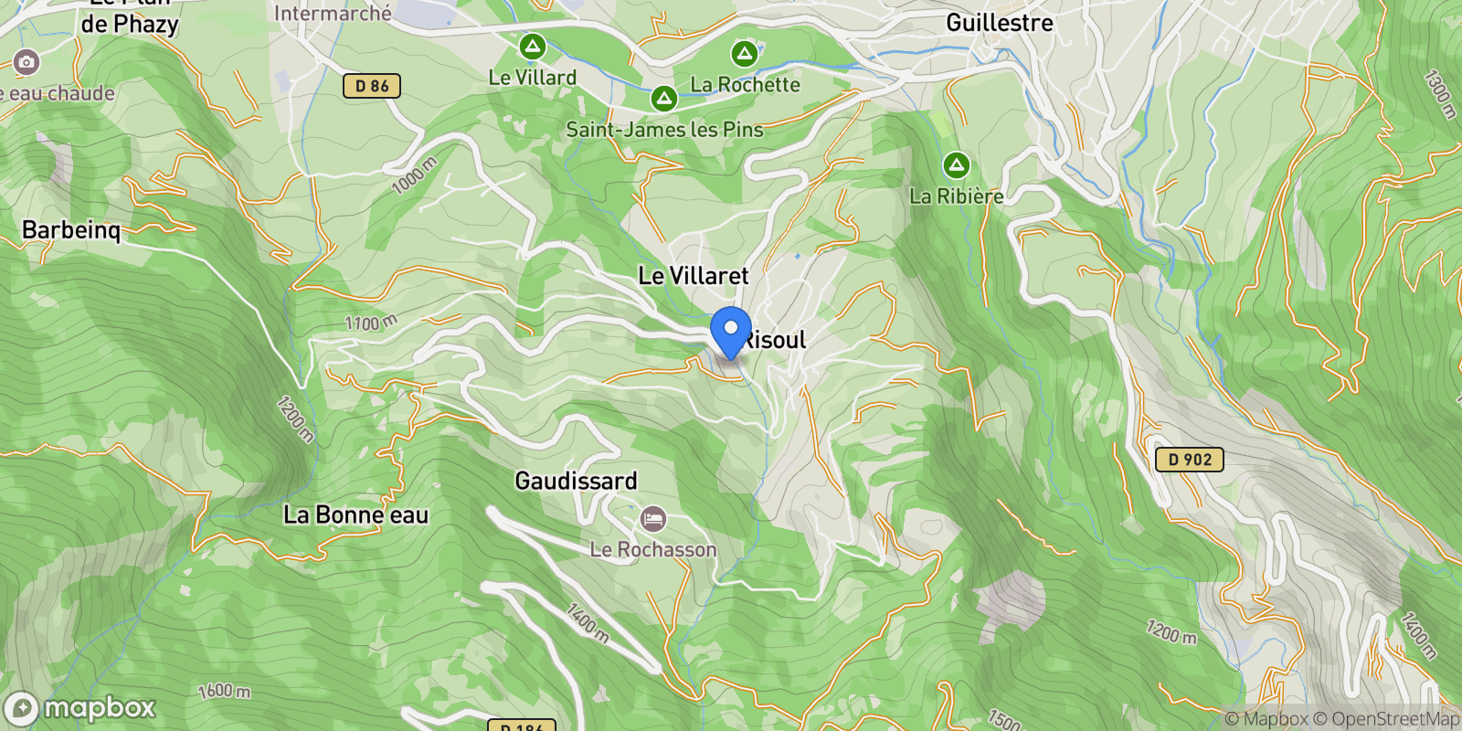 Map showing Risoul, Provence-Alpes-Côte d'Azur, France.