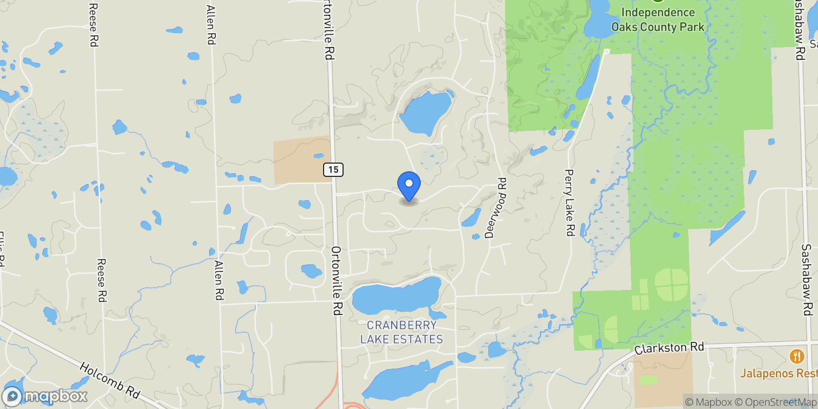 Map showing 6571 Deer Ridge Drive, Independence Township, MI 48346, Clarkston, Michigan, United States.