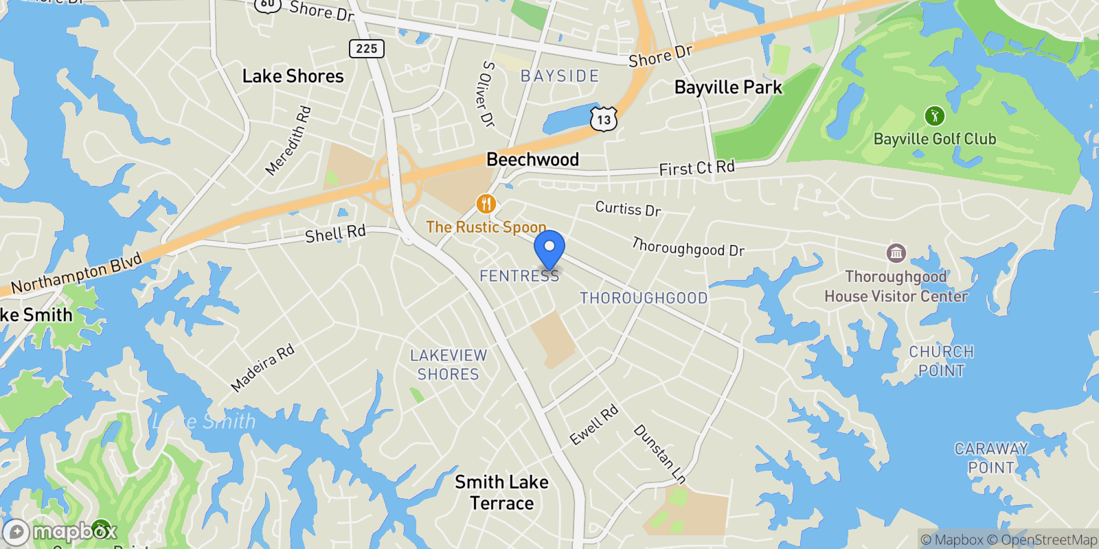Map showing 4649 Reynolds Drive, Virginia Beach, Virginia, United States.