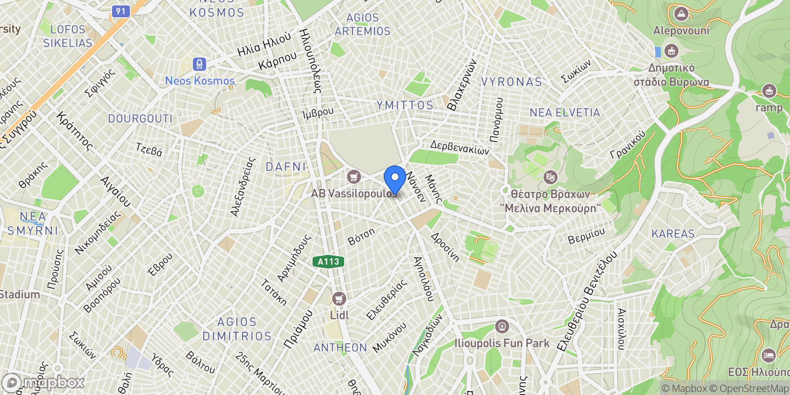 Map showing Ymittos, Attica, Greece.