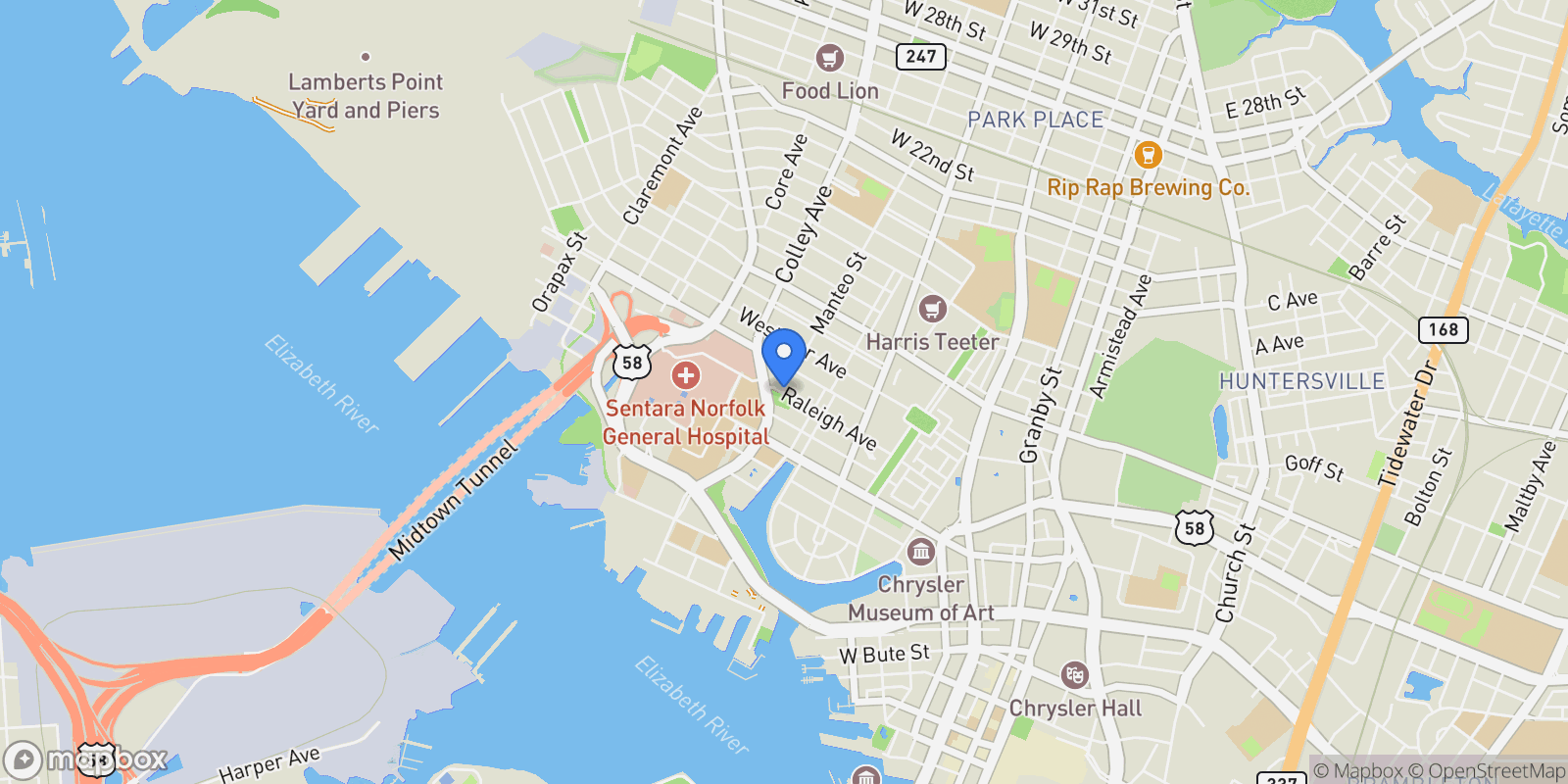 Map showing 700 Raleigh Avenue, Norfolk, Virginia, United States.
