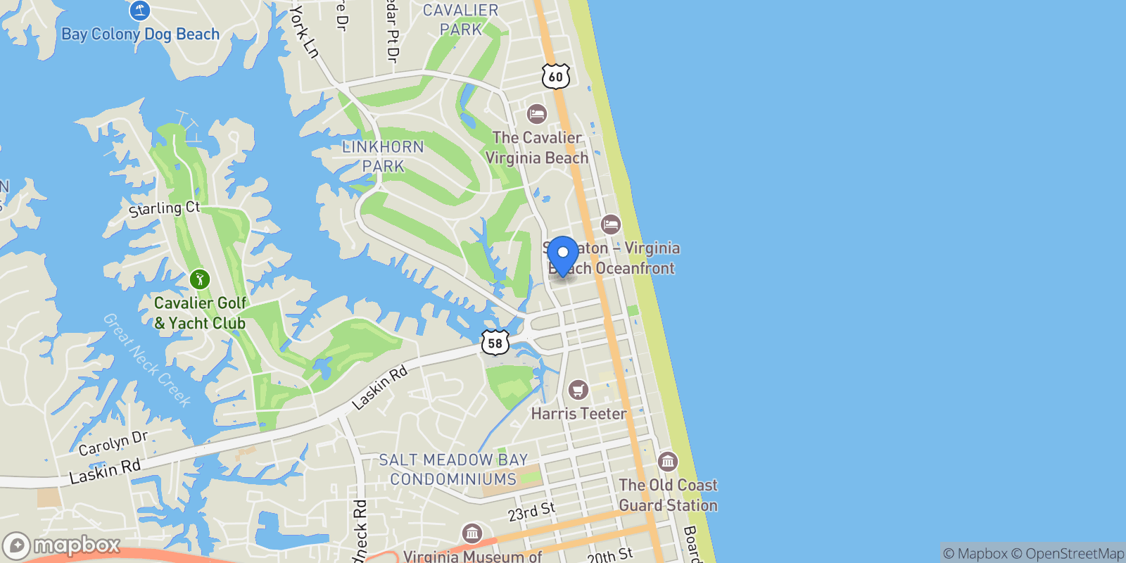 Map showing 401 33RD 1/2 Avenue, Virginia Beach, Virginia, United States.