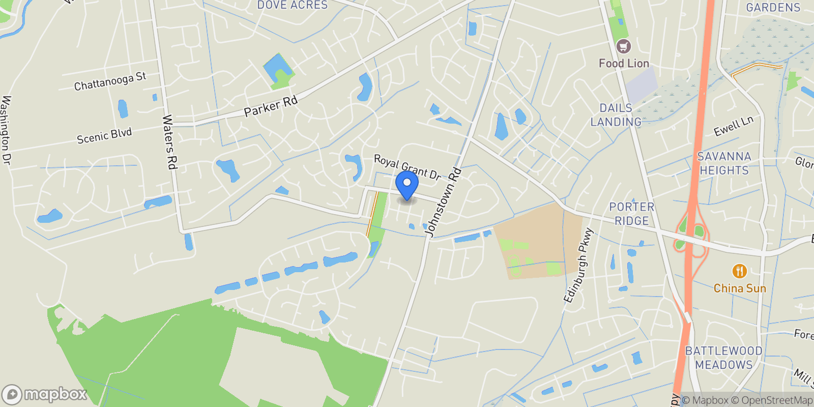 Map showing 1000 Loutro Court, Chesapeake, Virginia, United States.