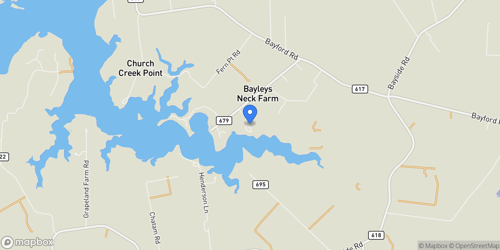 Map showing 8429 Denwood Road, Franktown, Virginia, United States.