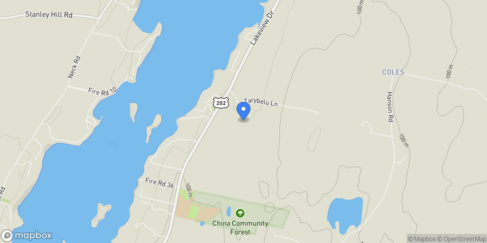Map showing 39 Knapp Lane, China, ME 04358, China, Maine, United States.