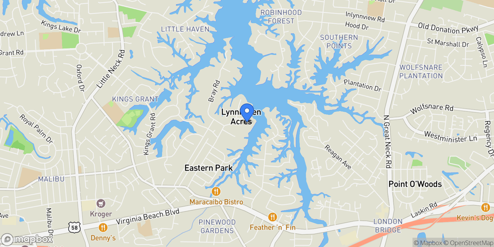 Map showing 3109 Rivers Edge Cove, Virginia Beach, Virginia, United States.