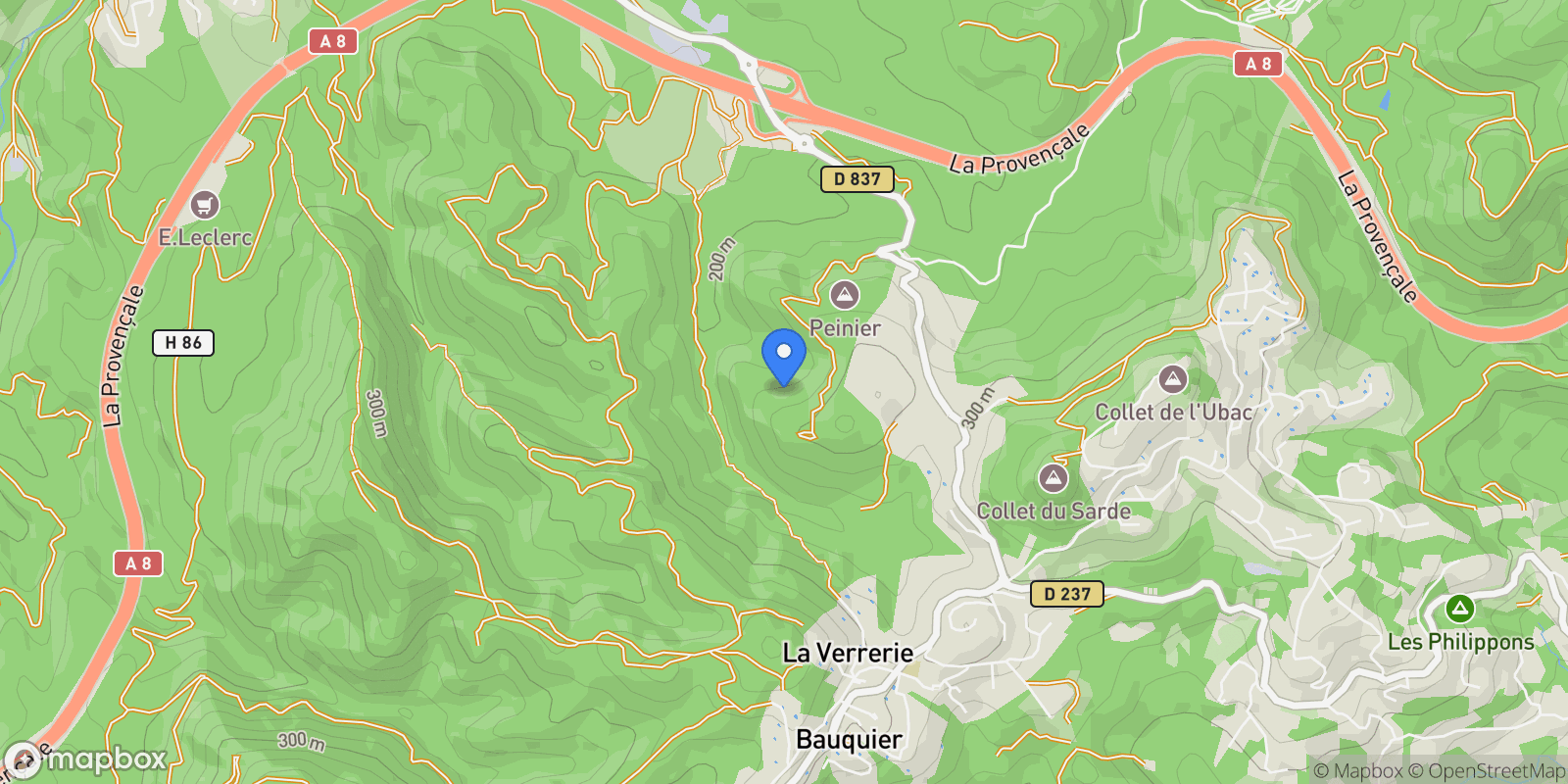 Map showing Les Adrets-de-l'Estérel, Provence-Alpes-Côte d'Azur, France.