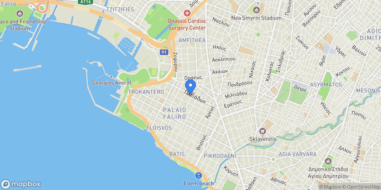 Map showing South Athens, Attica, Greece.