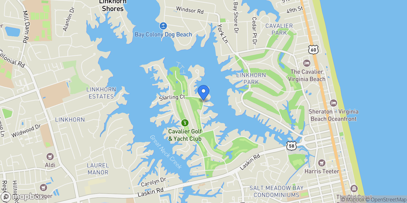 Map showing 952 Oriole Drive, Virginia Beach, Virginia, United States.