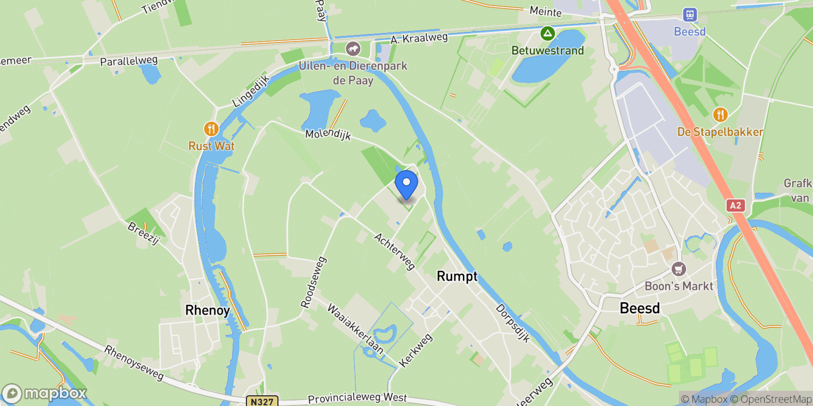 Map showing Raadsteeg 8, RUMPT, NH 4156 AN, Rumpt, Gelderland, Netherlands.