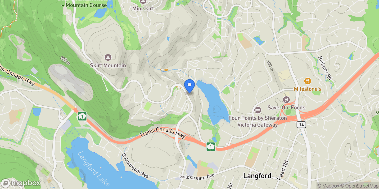 Map showing 2341 Bear Mountain Pkwy 308, Langford, British Columbia, Canada.