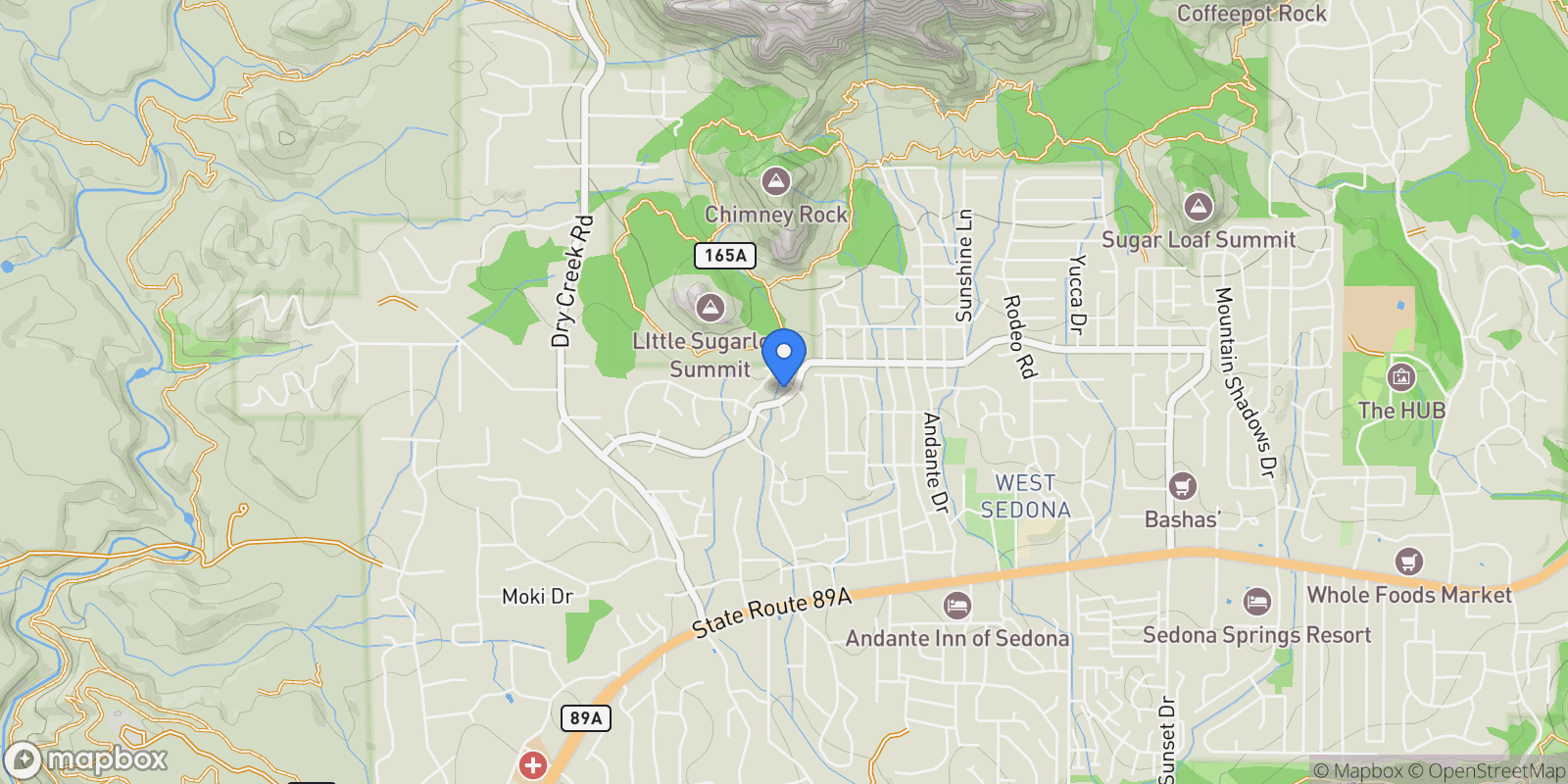 Map showing 1 Bronco Court , Sedona, AZ 86336, Sedona, Arizona, United States.