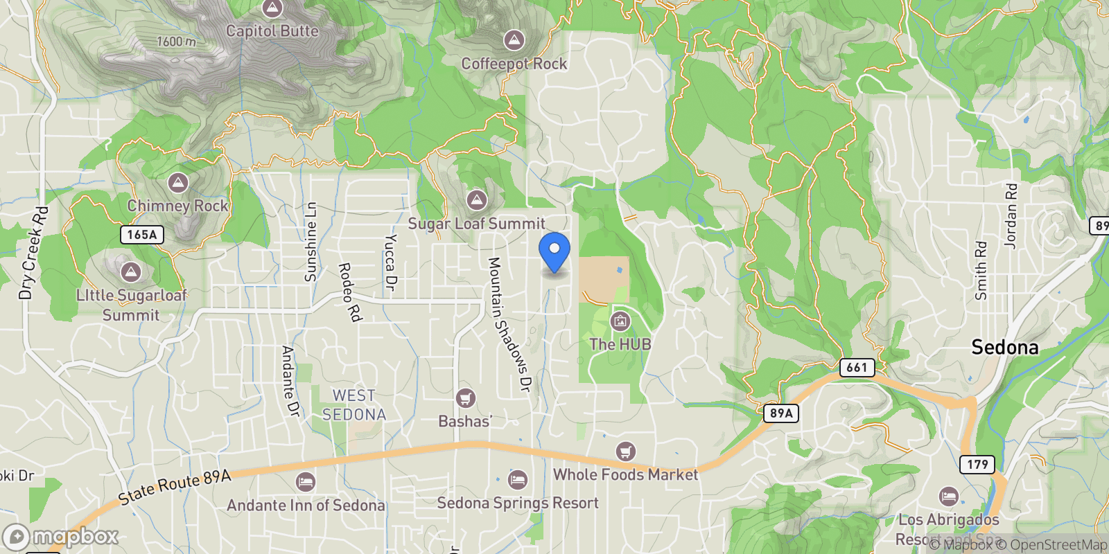 Map showing 1655 Johnny Guitar Street, Sedona, AZ 86336, Sedona, Arizona, United States.