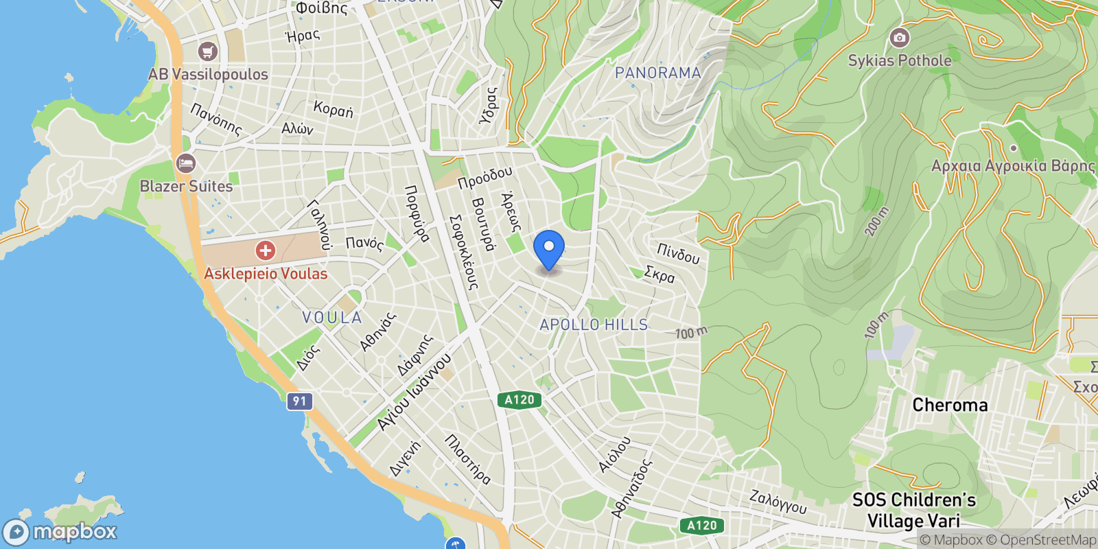 Map showing Voula, Attica, Greece.