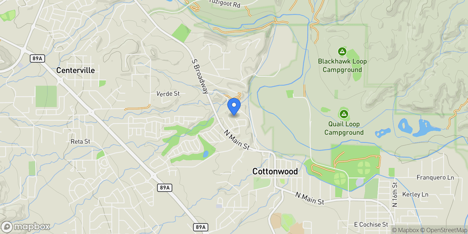 Map showing 1580 Whitetail Run , Cottonwood, AZ 86326, Cottonwood-Verde Village, Arizona, United States.