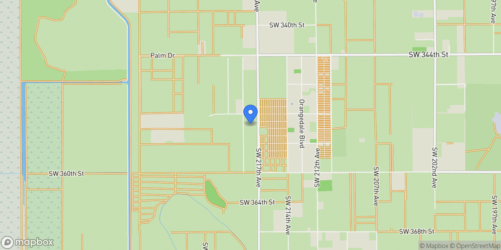 Map showing 35351 SW 218th Ave, Homestead, Florida, United States.