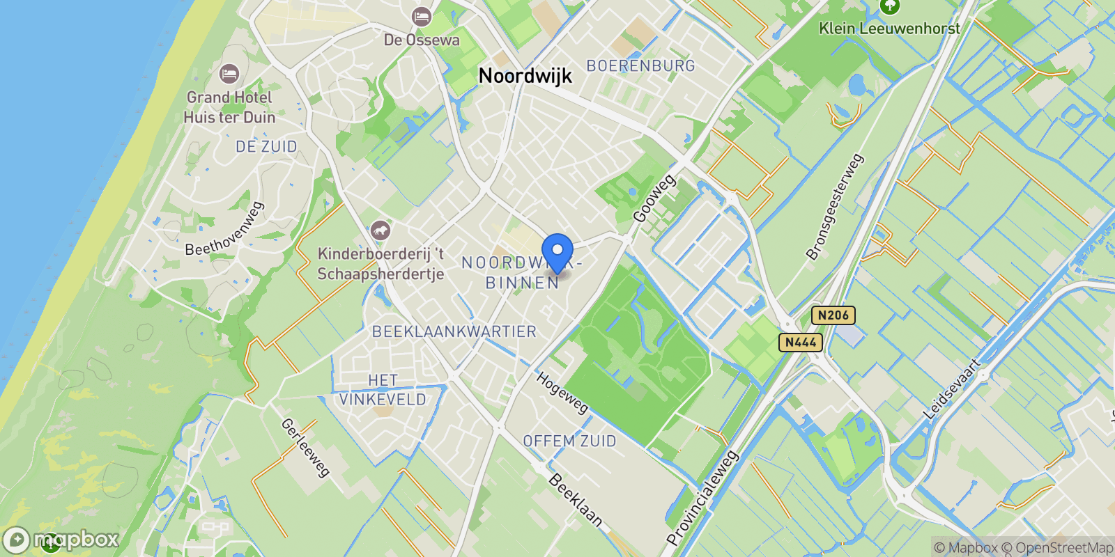 Map showing Voorstraat 69, Noordwijk, ZH 2201HN, Noordwijk, South Holland, Netherlands.