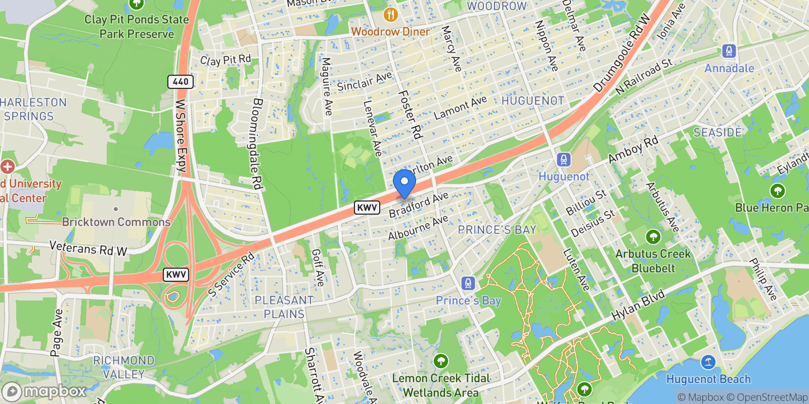 Map showing 190 Parkwood Avenue, New York, New York, United States.