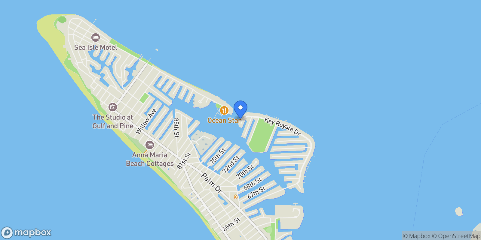 Map showing 727 KEY ROYALE DRIVE, Holmes Beach, Florida, United States.