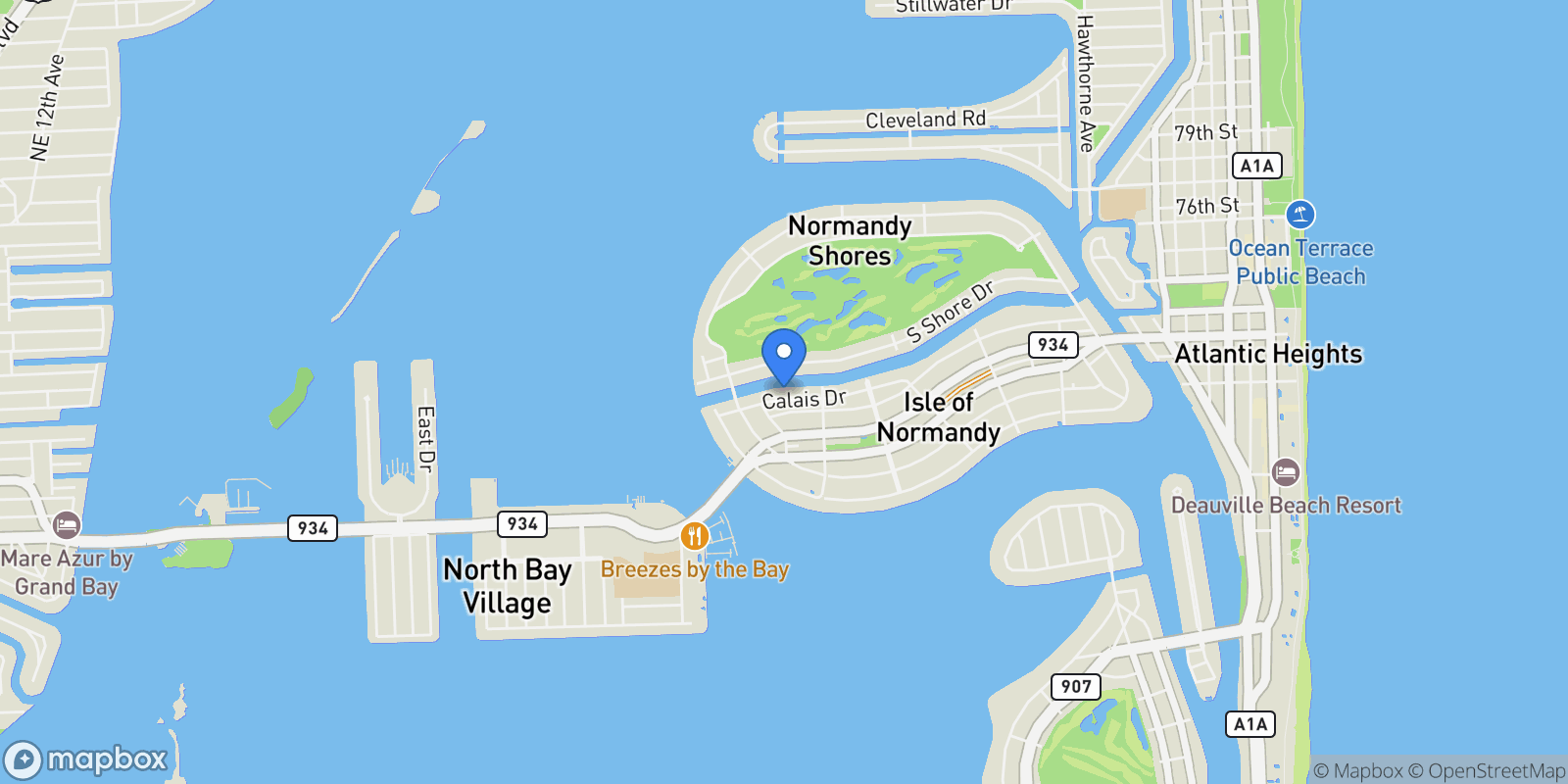Map showing 1985 Calais 3, Miami Beach, Florida, United States.