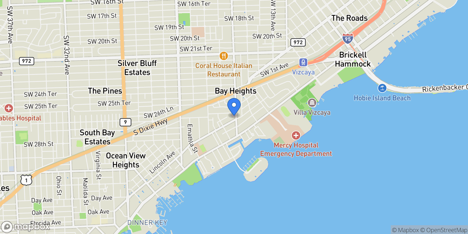 Map showing 2730 SW 17th Ave, Miami, Florida, United States.