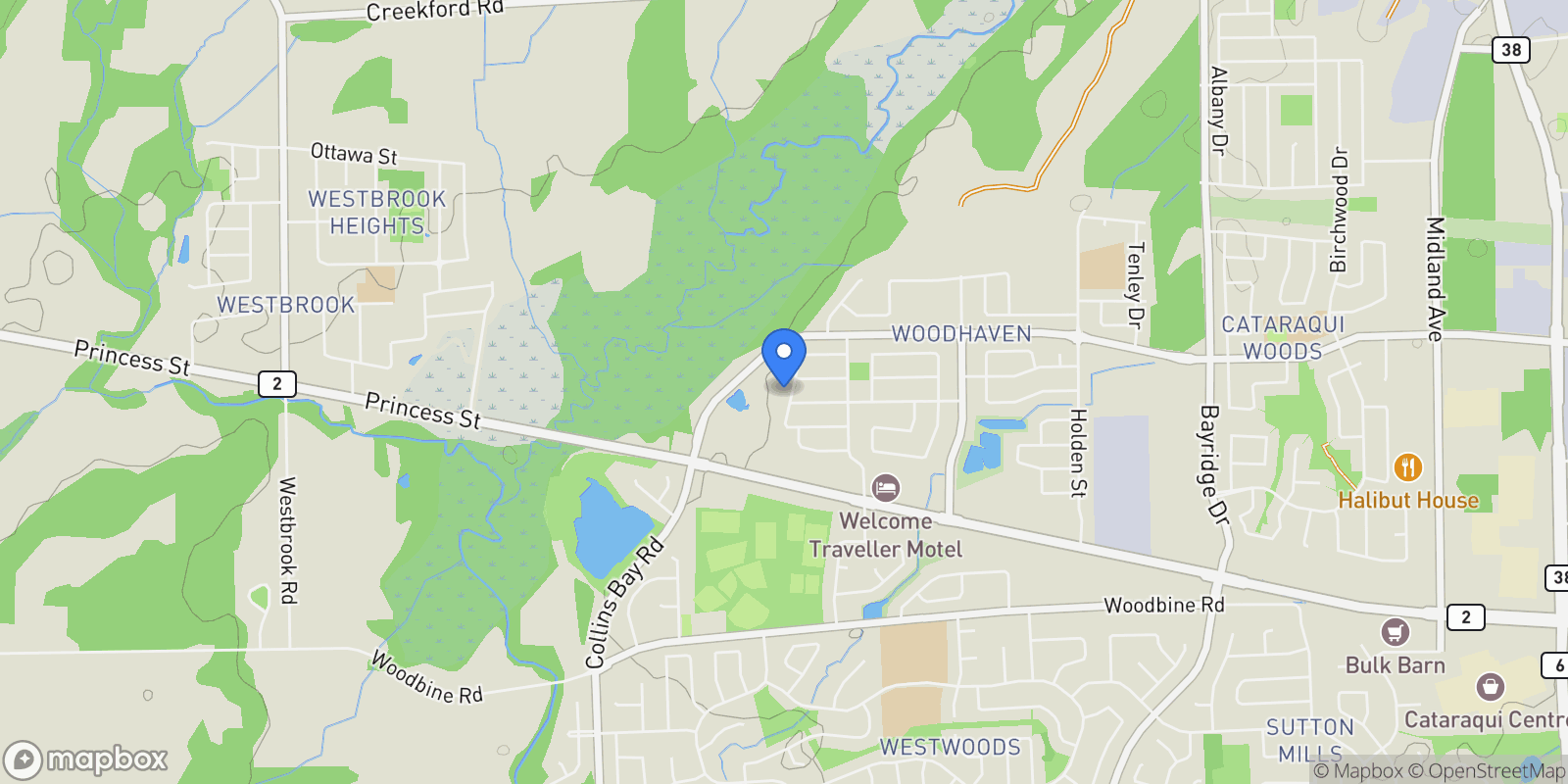 Map showing 1257 Carfa Crescent, Kingston, Ontario, Canada.
