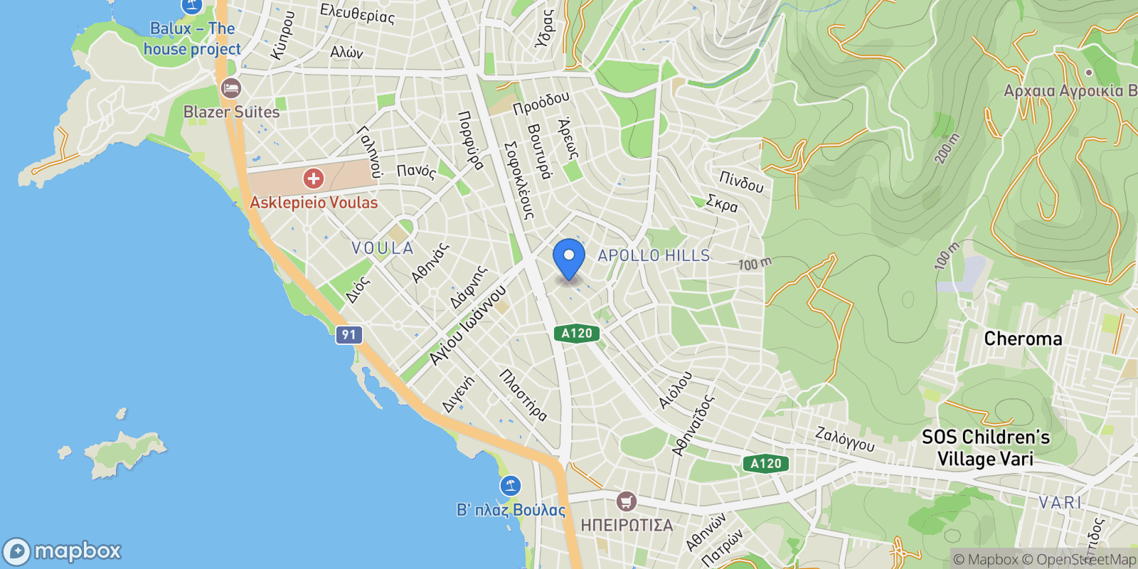 Map showing Voula, Attica, Greece.