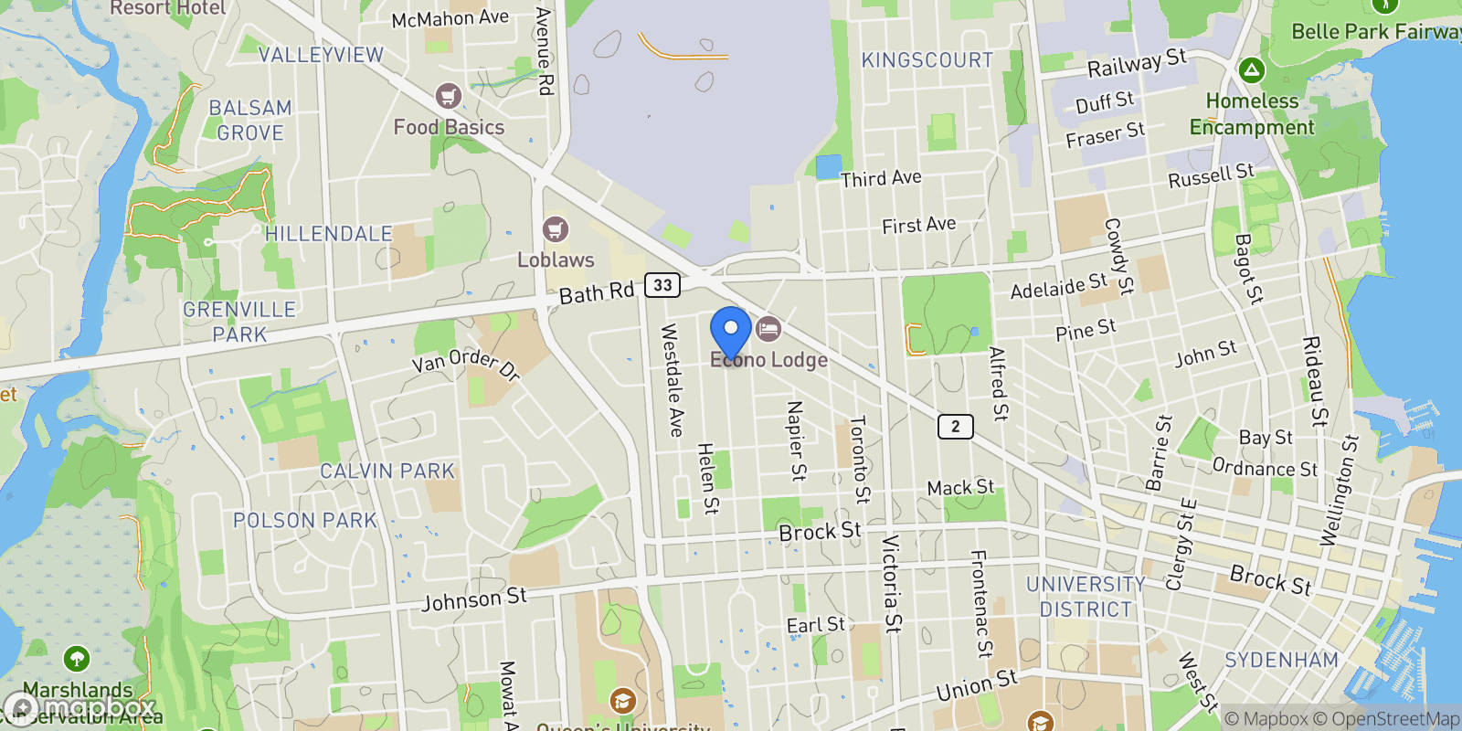 Map showing 493 College Street, Kingston, Ontario, Canada.