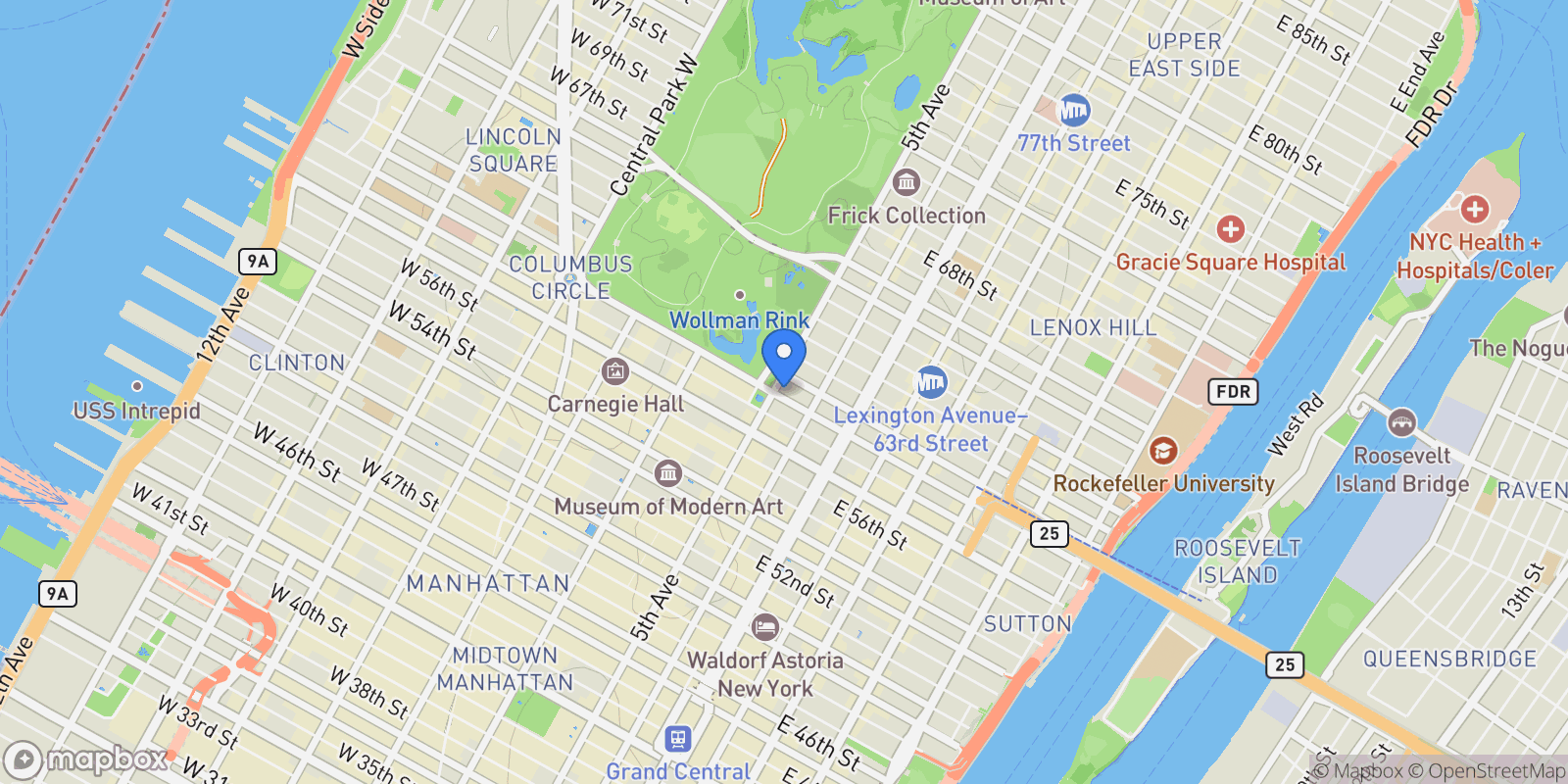 Map showing Sherry Netherland, 781 FIFTH AVE, New York, New York, United States.