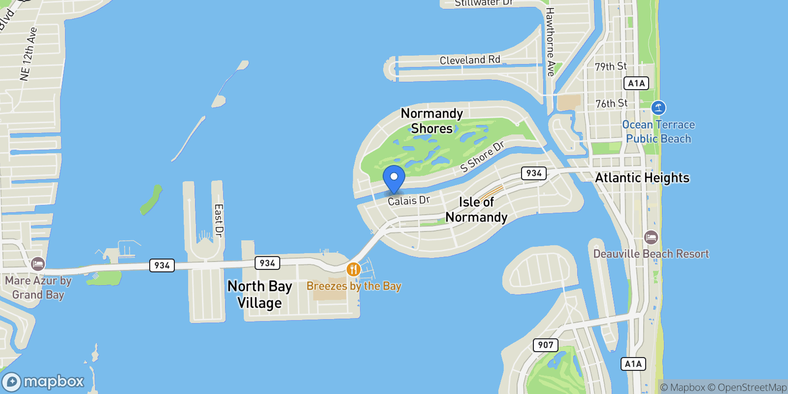 Map showing 2005 Calais Dr 1, Miami Beach, Florida, United States.