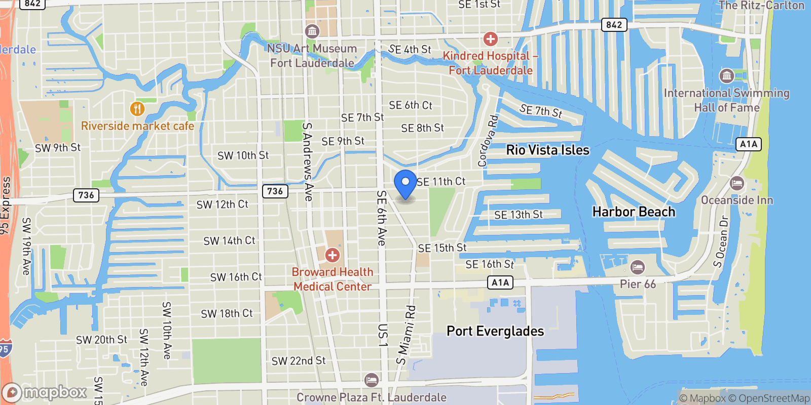 Map showing 824 SE 12th Ct, Fort Lauderdale, Florida, United States.