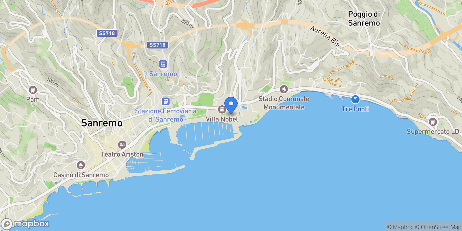Map showing Via Vesco, Liguria, Sanremo, Liguria, Italy.