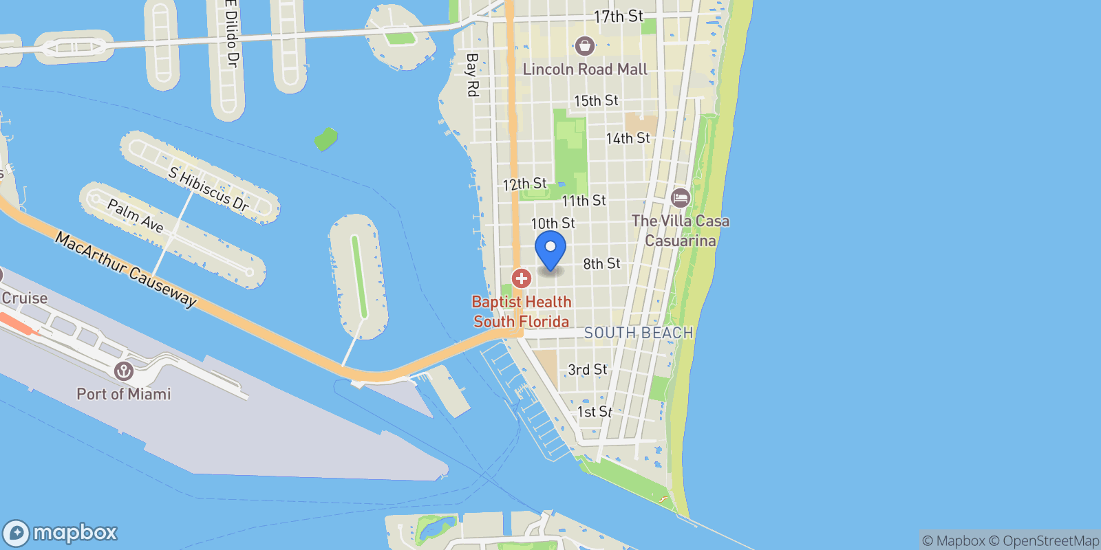 Map showing 734 Michigan Ave 7, Miami Beach, Florida, United States.
