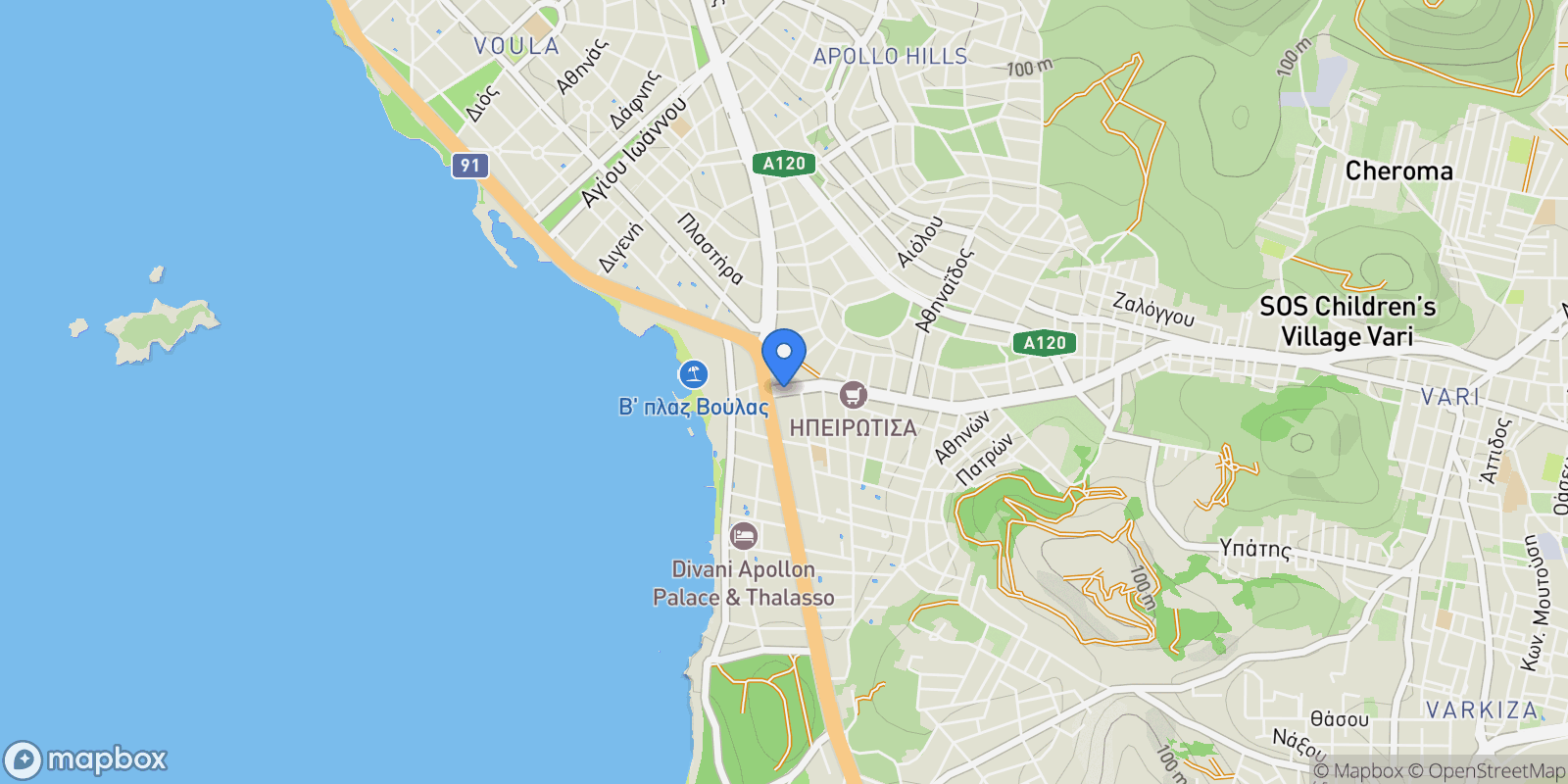 Map showing Voula, Attica, Greece.