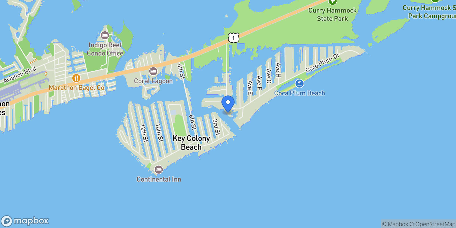 Map showing 95 Coco Plum Dr 1A, Marathon, Florida, United States.