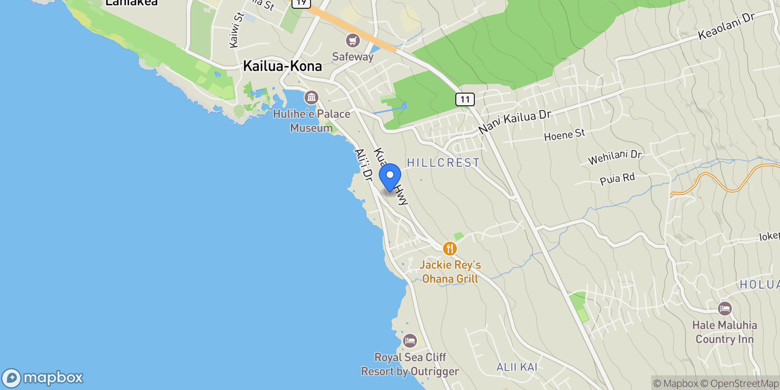 Map showing 75-5865 WALUA RD, Kailua-Kona, HI 96740, Kailua-Kona, Hawaii, United States.