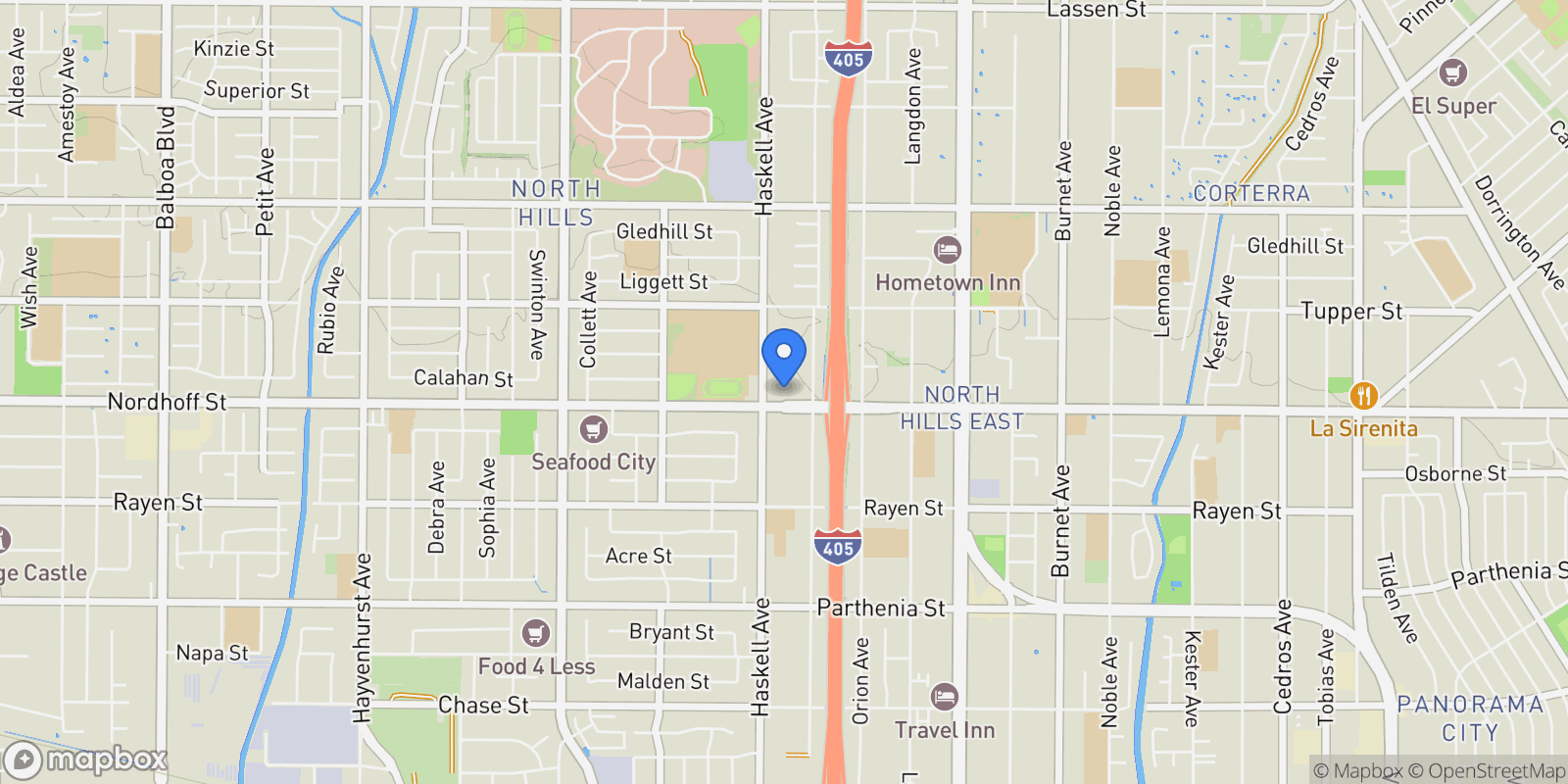 Map showing 15735 Nordhoff Street 17, Los Angeles, CA 91343, Los Angeles, California, United States.
