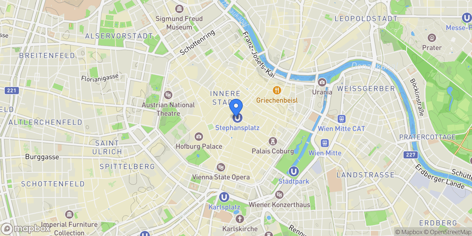 Map showing Vienna, Austria, Vienna, Wien, Austria.
